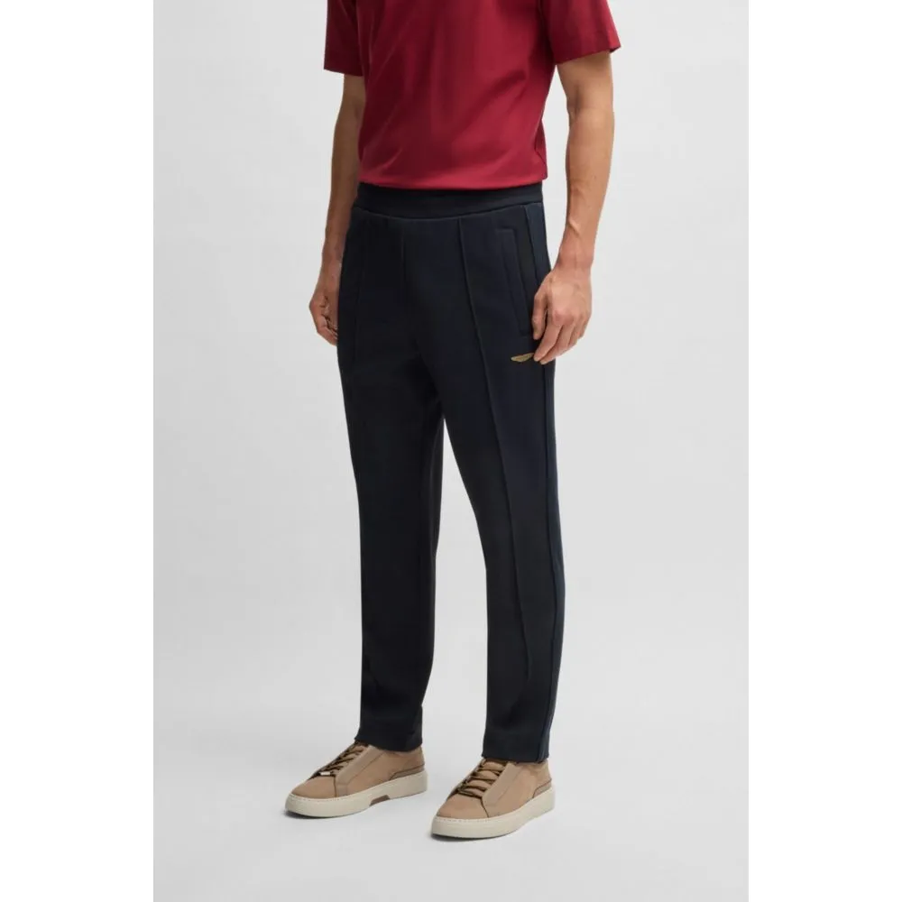 x ASTON MARTIN jersey tracksuit bottoms with perforated leather stripe