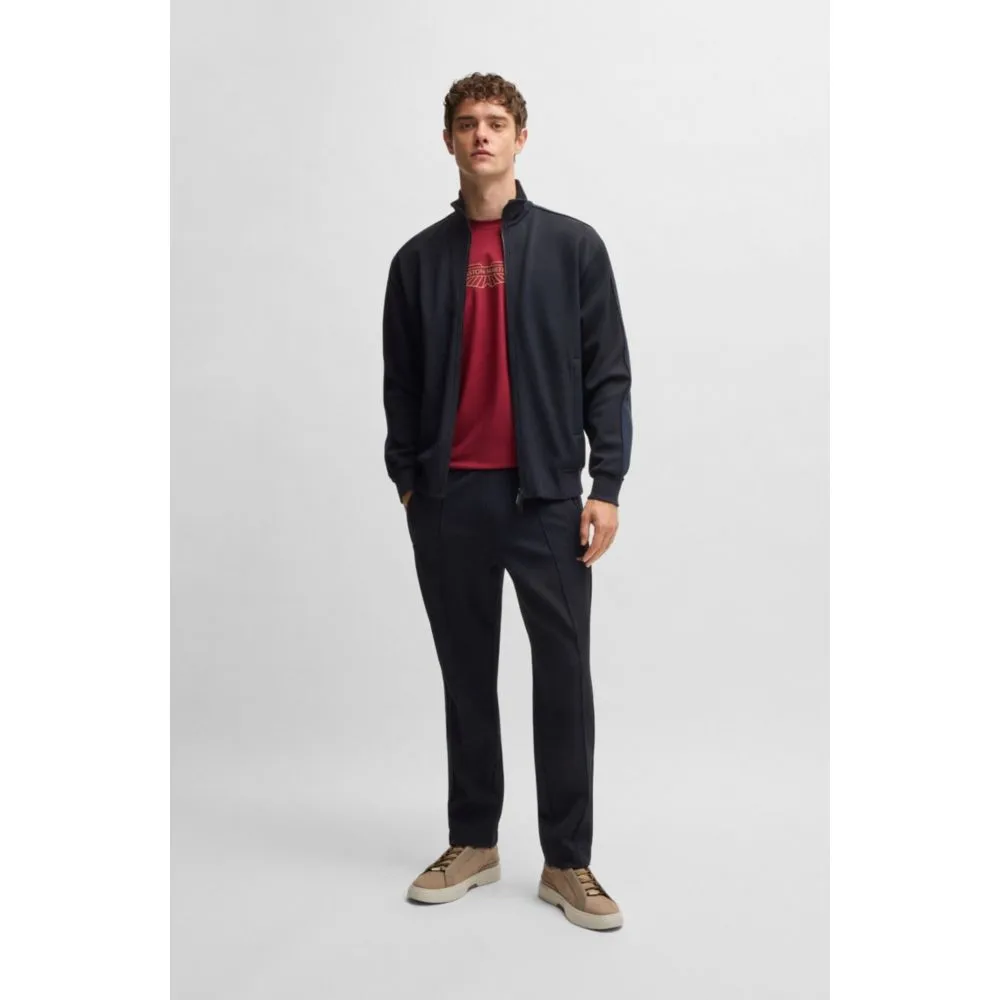 x ASTON MARTIN jersey tracksuit bottoms with perforated leather stripe