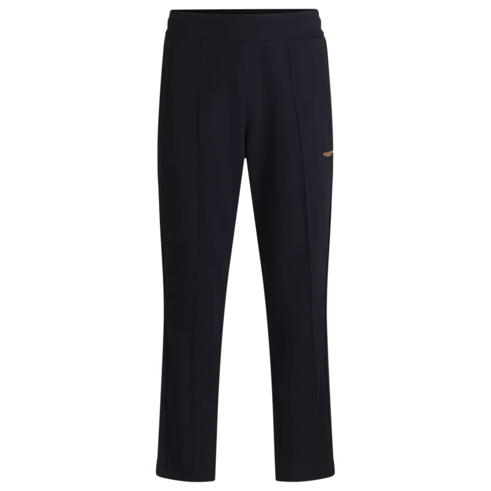 x ASTON MARTIN jersey tracksuit bottoms with perforated leather stripe