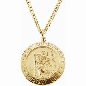 Yellow Gold Filled 25 mm St. Christopher Medal 24" Necklace