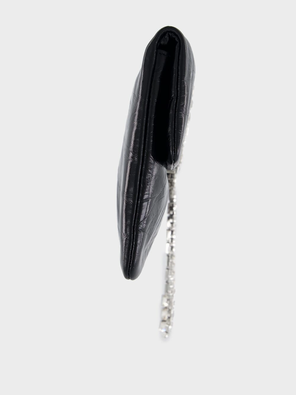 Zandra Black Vintage Metallic Leather Clutch Bag