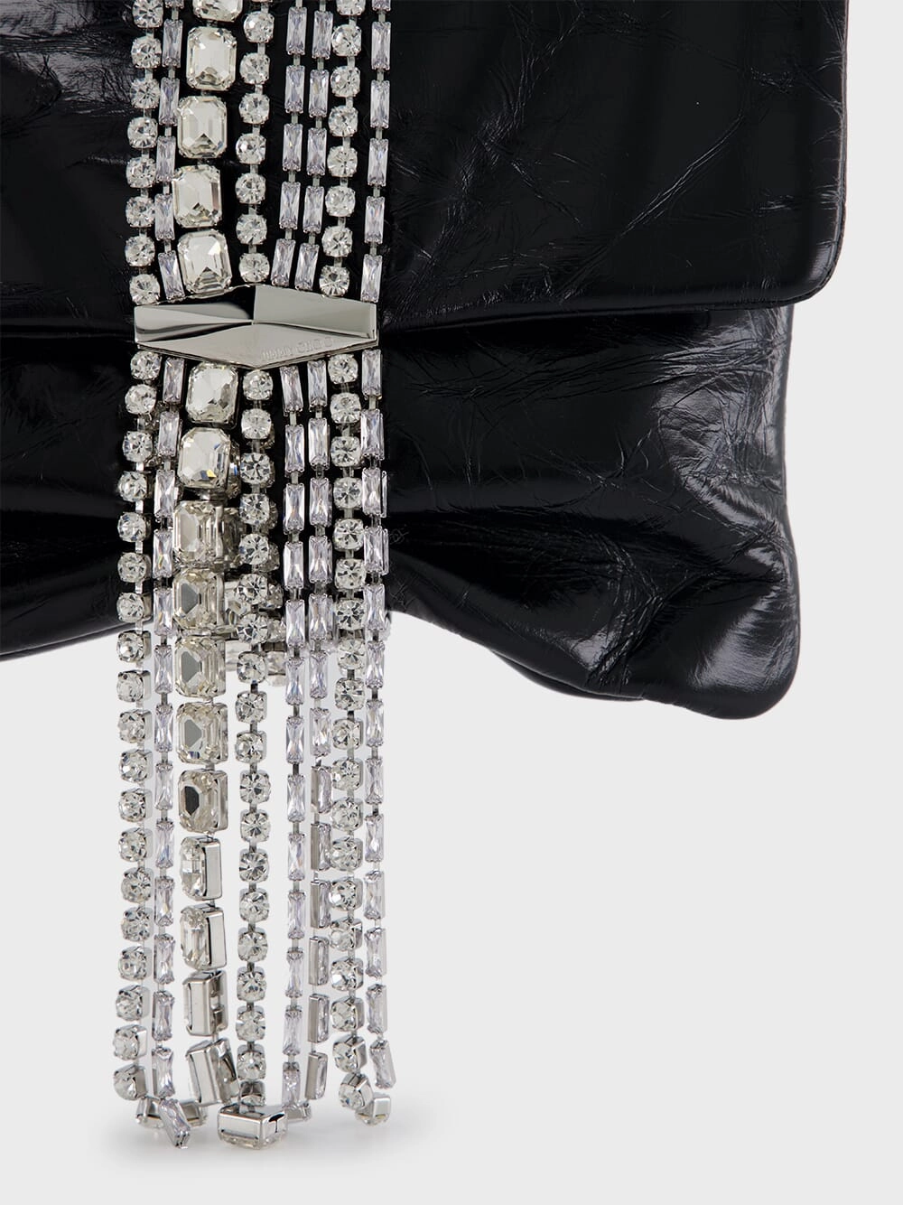 Zandra Black Vintage Metallic Leather Clutch Bag