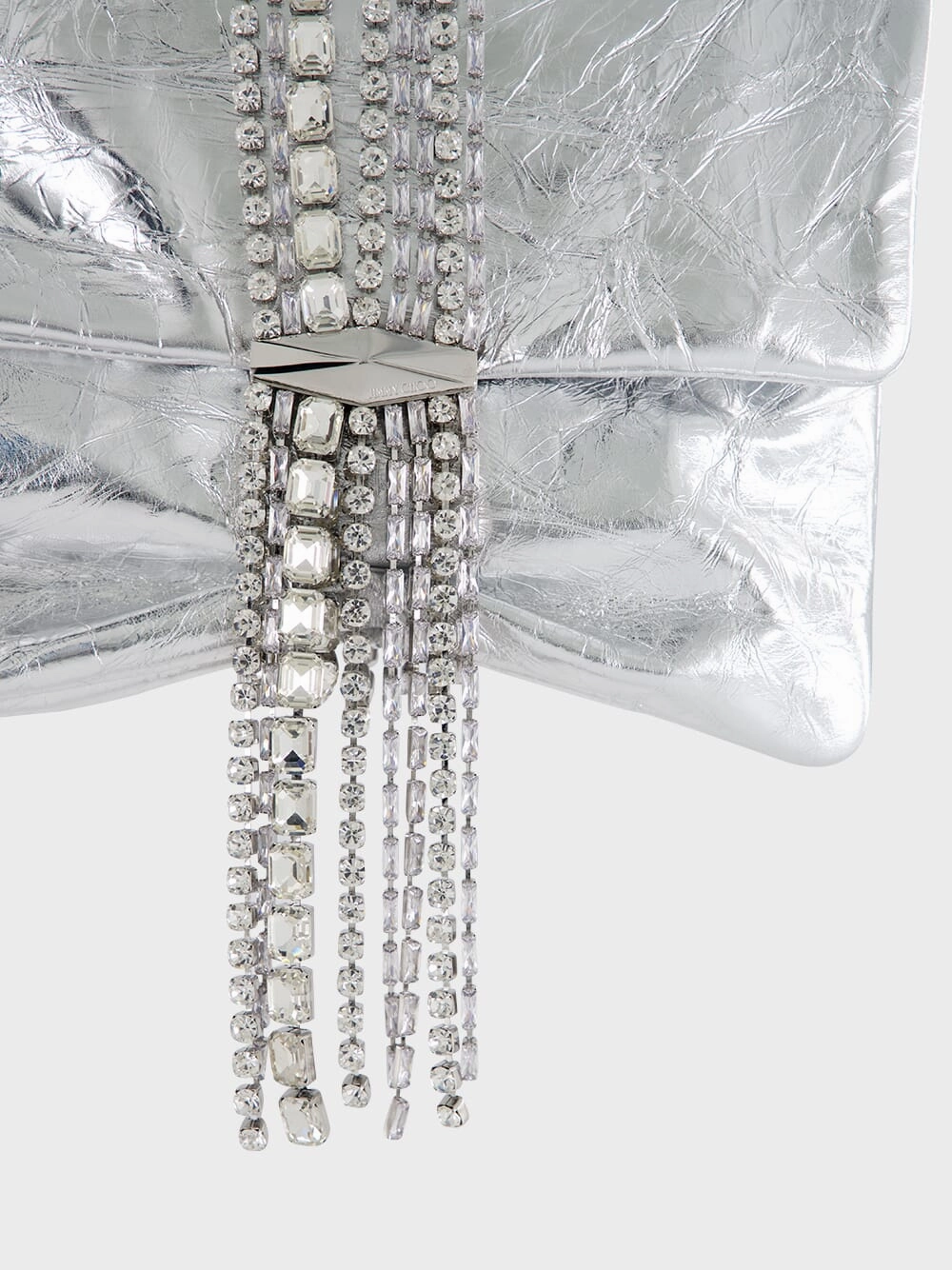 Zandra Silver Vintage Metallic Leather Clutch Bag