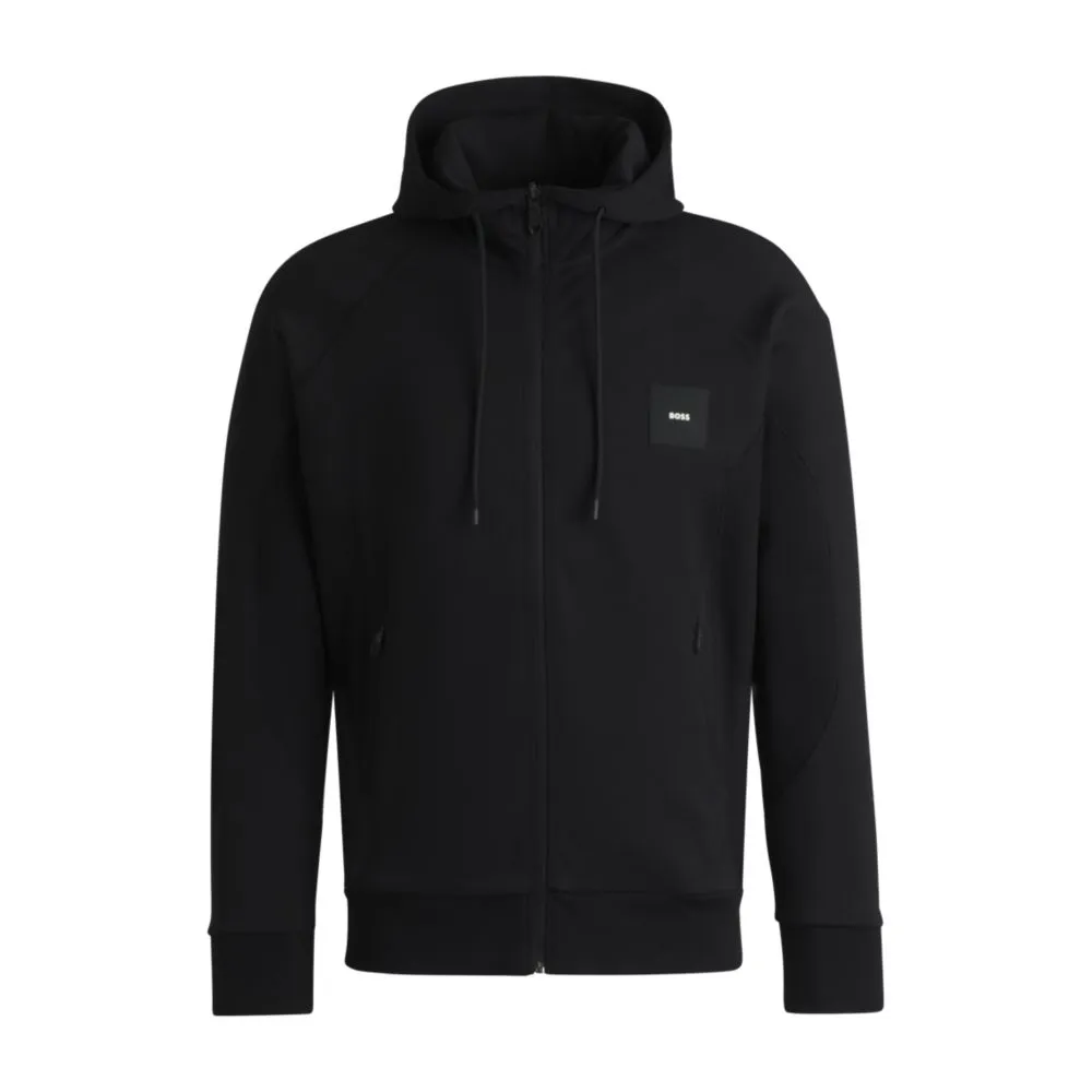 Zip-up hoodie with logo patch