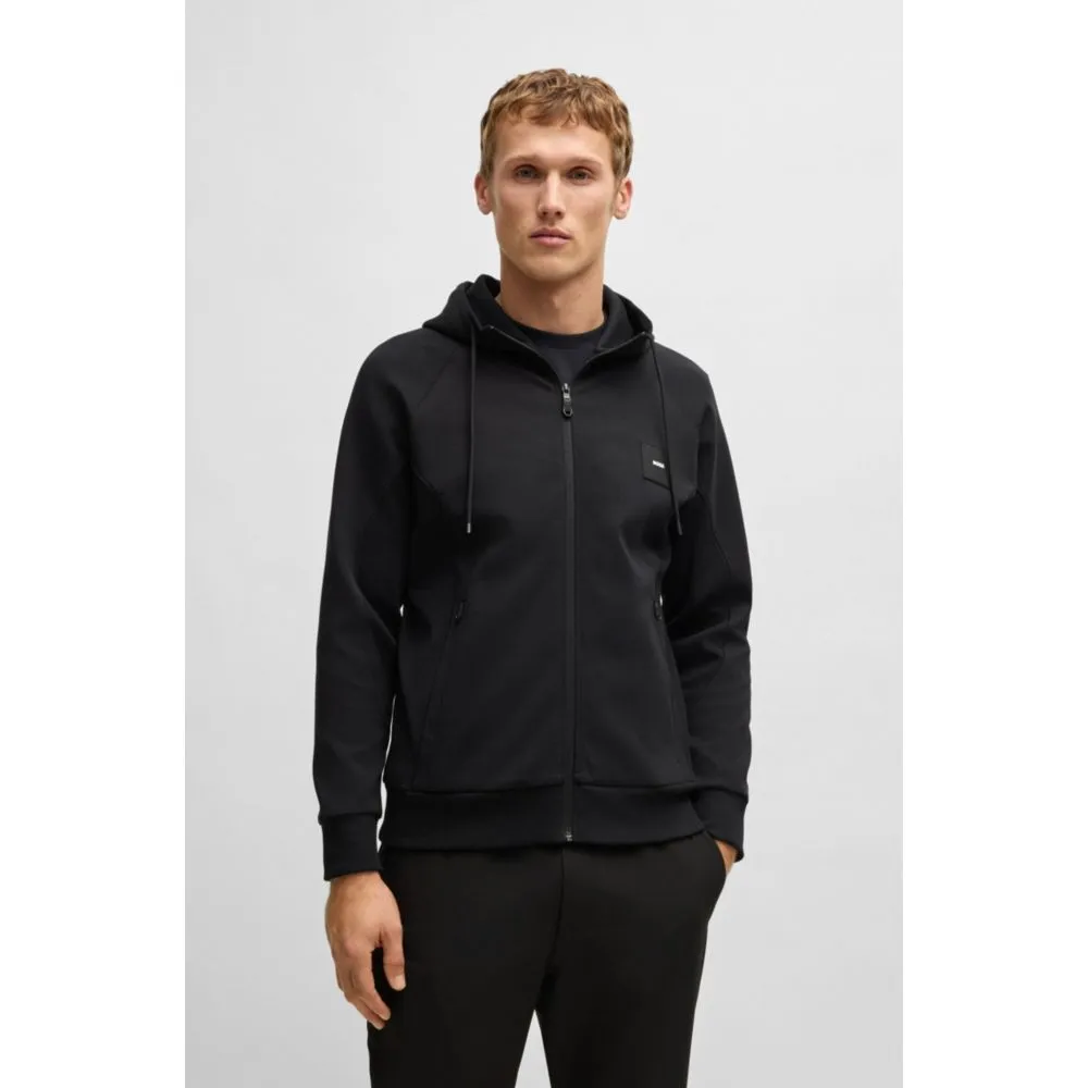 Zip-up hoodie with logo patch